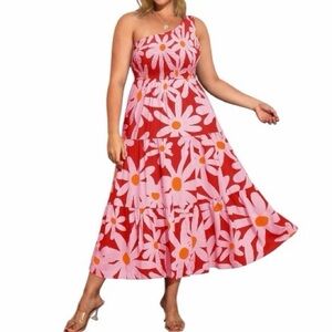 Pinup Fashion One Shoulder Floral Maxi Sundress